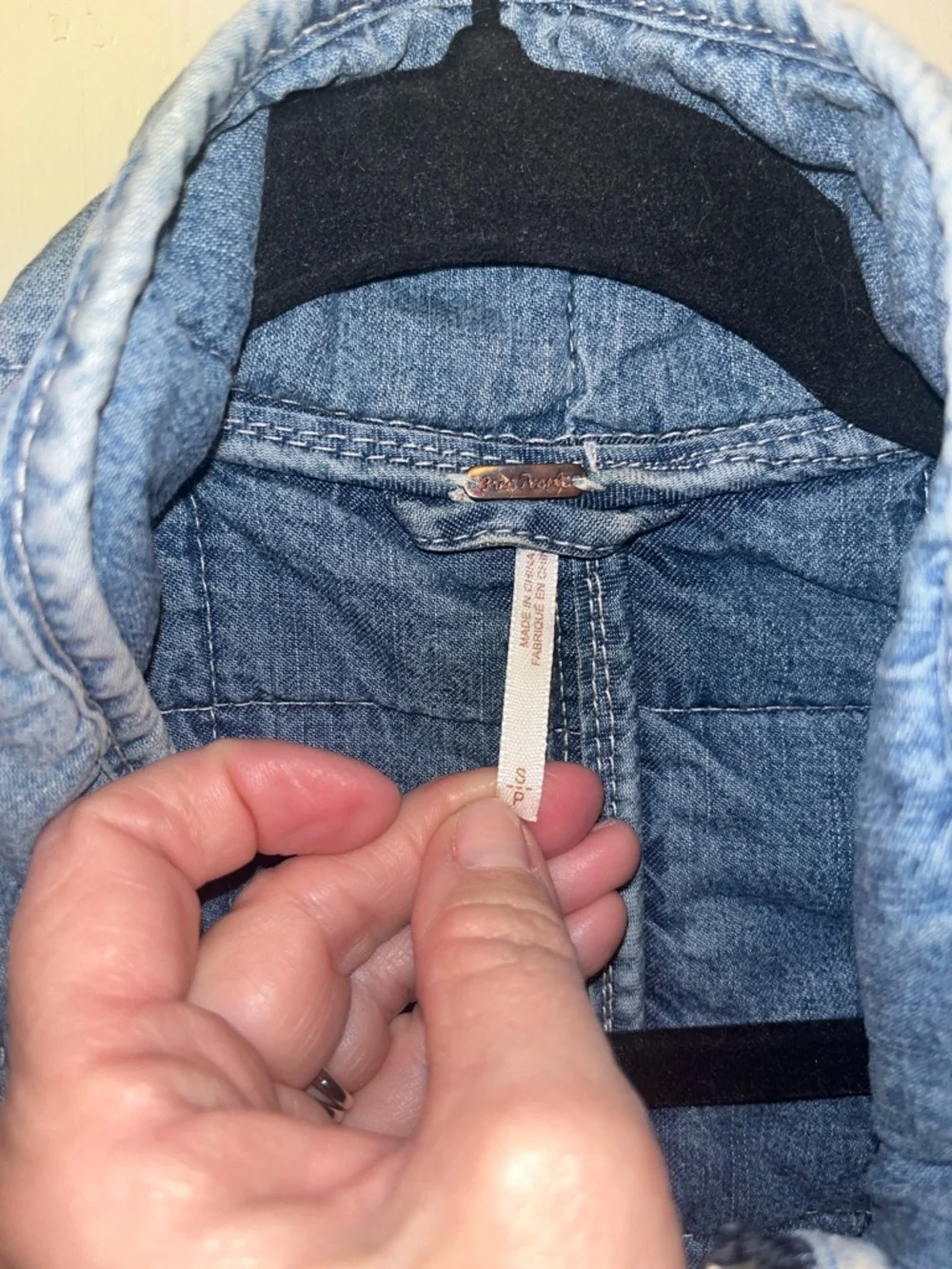Free People Dolman Quilted Medium Wash Denim Jacket Size Small - Picture 6 of 16
